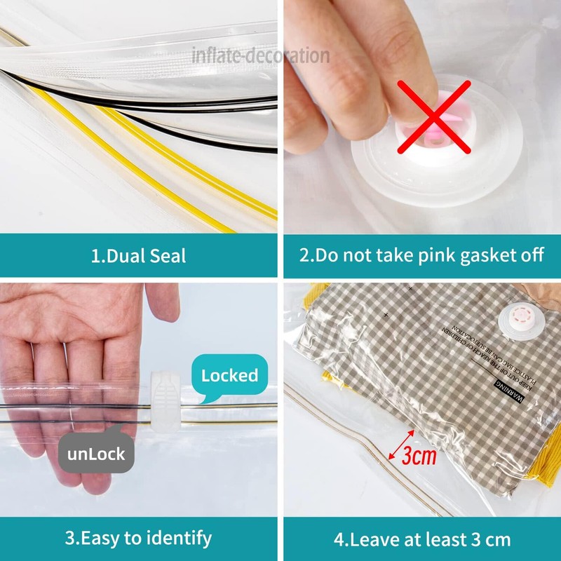 Vacuum Storage Bags Space Saving for Clothes, Bedding, Pillows, Reusable