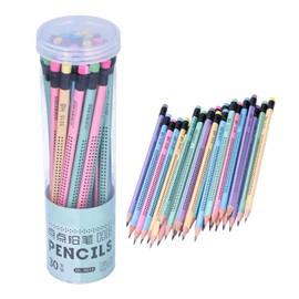 Lápices de Dibujo, 30 Piezas HB Lápiz de Forma Triangular para Niños, Antideslizante, Multicolor con Borrador, Niños, Estudiantes, Escritura, Herramientas de Dibujo, PapeleríaCarboncillos