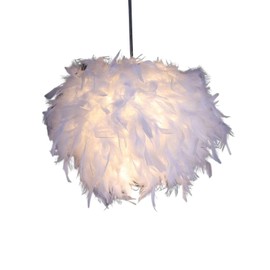 Fenteer Decorative Feather Lampshade Lighting Accessories Pendant Lampshade for Table Lamp Ceiling Light Party Home Decoration, White, Diameter 11.02inch