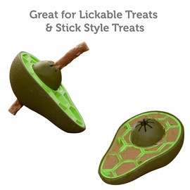 Friends Forever Bully Stick Holder for Dogs, Dog Chew Toys with Slow Feeder Design, Tough Dog Toys with Treat Holder and Made by Natural Rubber, Avocado