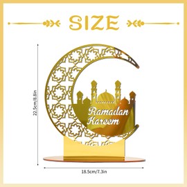 Ramadan Decoration, Eid Mubarak Decoration, Eid Mubarak Acrylic, Gold Acrylic Table Decoration Moon Ramadan, Table Decoration Ramadan, for Home Party Supplies, Ramadan House Table Craft Gift