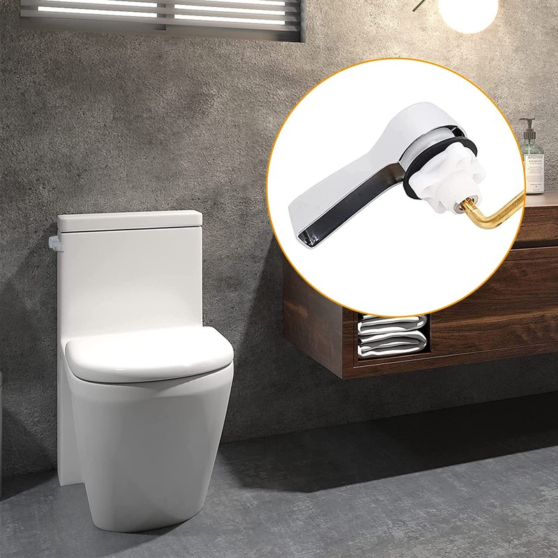 Hibbent Universal Metal Side Mount Toilet Handle Replacement Kit, Brass