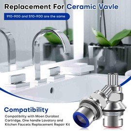 2 Pack Ceramic Disc Cartridge Replacement for 910-9000, Shower Cartridge Replacement Parts for Price Pfister Hot & Cold Ceramic Valve, Compatible with Two Handle Kitchen Faucets, 12 Point Broach