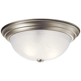 Kichler 15.25" Flush Mount Ceiling Light in Brushed Nickel, 3-Light Fixture with Clear Satin Etched Glass, Brushed Nickel, (15.25" x 6"), 8110NI