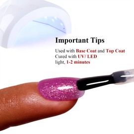 Glitter Gel Polish, Rose Purple Iridescent Glitter Gel Nail Polish Sparkle Shimmer Gel Glitter Nail Polish Summer Rainbow Soak Off LED UV Gel Nail Polish for Art DIY Manicure 15ML