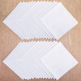 Leinuosen 100 Pack Handkerchiefs Bulk Men's Handkerchiefs Cotton Classic Hankies Pocket Square Towel for Wedding Party(White,16 x 16 Inches)