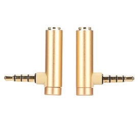 2PCS 3.5mm Male To Female Audio Adapter, 90 Degree Stereo Jack Plug Right Angle Plug Aux Connector for Headset Tablets Speakers(Gold)