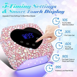 72W Cordless UV Lamp for Nails Rechargeable 30 LEDs Nail Dryer with 5 Timer Settings UV Light Cabin for Manicure Nail Tools
