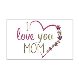 Truly Teague 35 x 21 Wall Vinyl Sticker I Love You Mom Burlap and Pink Heart