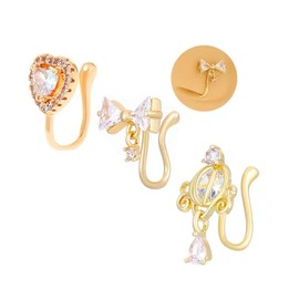 MODRSA Gold Nose Cuffs Fake Nose Ring Cuff Non Piercing Nose Cuffs Dangling Gold Nose Ring Cuffs for Non Pierced Nose Heart Clip on Nose Cuffs no Pierced African Nose Cuffs Gold Fake Nose Ring