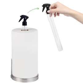 SunnyPoint Heavy Weighted Paper Towel Holder Stand Dispenser Built-in Spray/Pump Bottle (Spray Bottle, Satin Nickel)