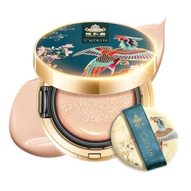 CATKIN X SUMMER PALACE Foundation for Mature Skin, Full Coverage Foundation with Lightweight and Breathable Formula, Refillable Cushion Foundation 13g*2（C01）