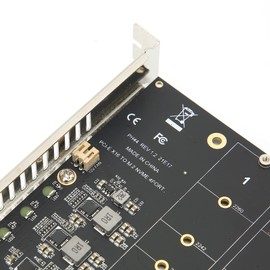 PH44 Adapter Card,4 Port M.2 NVMe SSD to PCIE X16 M Key Hard Drive Converter,Firm Structure Reader Expansion Card with 4 LED Indicators,for PC (ph44)