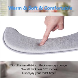 Soft Thicker Warmer Toilet Seat Cover Washable, Toilet Seat Cushion with Memory Foam, Fits Most Size Toilet Lids for Bathroom, Easy Installation & Cleaning (Grey)