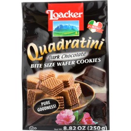 Loacker Quadratini Dark Chocolate Creme Wafer Cookies, 8.82-Ounce Packages (Pack of 8)