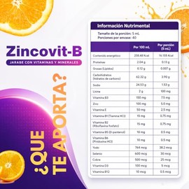 Zincovit-B - Multivitaminico Hombre, Mujer y Niños | 200 ml de Vitaminas para Hombre | Complejo B con Vitaminas D3 B12 y E | Suplemento Alimenticio co