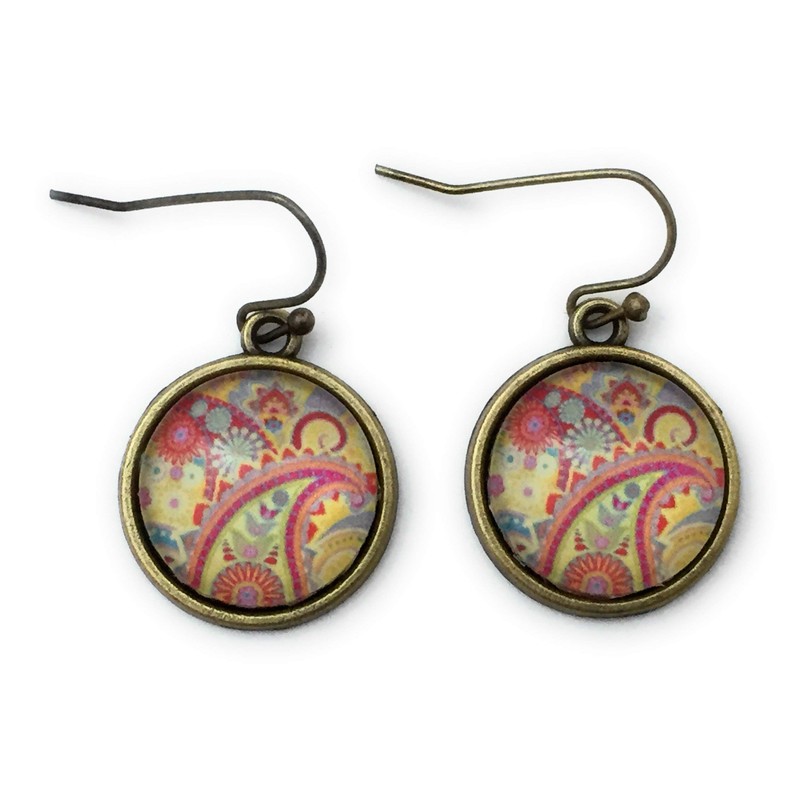 Orange Paisley Necklace and Earring Set for Women