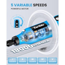 Tarlido Cordless Rotary Tool Kit, 3.7V 2.0Ah Rechargeable Battery, 18000RPM 5-Speed Multi Power Carving Tools, 31Pcs Accessories, Engraving, Sanding, Grinding, Polishing, Carving, Etching, DIY-Blue ﻿