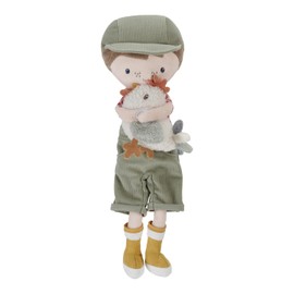 Little Dutch 4563 Rag Doll Cuddly Doll Farmer Jim with Chicken (35 cm)
