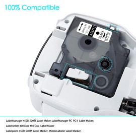 GREENCYCLE Label Maker Tape 53713 S0720930 Compatible for DYMO D1 Cartridge 1" (24mm) x 23ft (7m) for LabelManager 450D 500TS LabelWriter 450 Duo MobileLabeler (Black on White, 5 Pack)