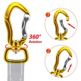 PANDENGZHE 360º Swivel Rotating Locking Carabiner 2" for Securing Pets, Dog Leash and Harness, Camping, Hiking, Backpack, Keychains (2 Pack)
