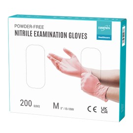 EUROPAPA® 200 x Disposable Nitrile Gloves, Powder-Free Examination Gloves EN455 EN374, Latex-Free Disposable Gloves, Available in Sizes S, M, L & XL (M, Pink)