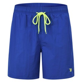 Rdruko Men's Sportwear Quick Dry Board Shorts with Lining(Sapphire Blue, CA XXL)