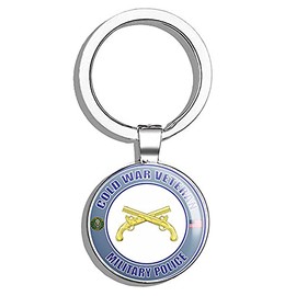 HJ Media U.S. Army Cold War Military Police Veteran Metal Round Metal Key Chain Keychain Ring