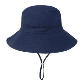 Sombrero de sol para bebé, playa, verano, cara sonriente, UPF 50+, gorra ajustable, Azul Marino, 1-2 Años