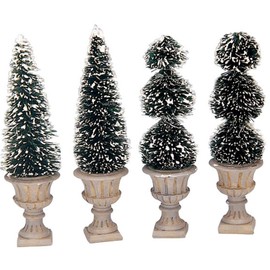 Lemax Cone-Shaped & Sculpted Topiaries - Set of 4