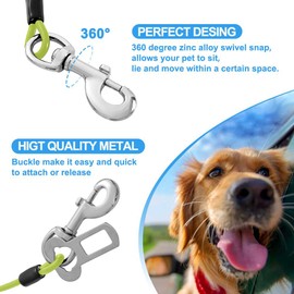 Mi Metty Dog Car Seat Belt, Dog Car Harnesses Chew Proof Steel Rope Cable, Waterproof Dogs Safety Belt, Vehicle Harnesses with Double Clips and Latch Attachment
