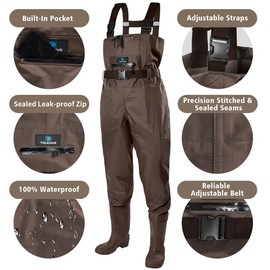 Trudave Fishing Waders for Men, Womens Chest Waders 2-Ply Nylon/PVC Waterproof Hunting Wader with Boot Hanger