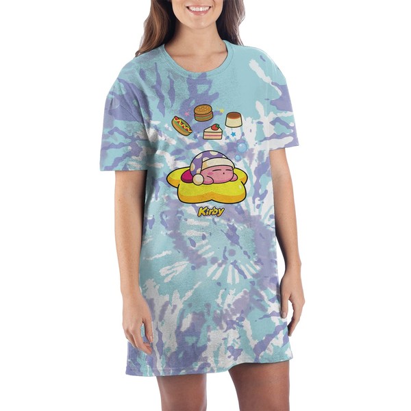 Kirby Dreaming of Food Womens Tie Dye Nightshirt