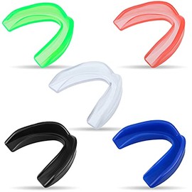 5 Pieces Sports Mouth Guards Adults and Junior Mouth Guard Sports Mouthguard Athletic Mouth Gum Guards for Boxing Basketball Football Hockey Karate (Green, Blue, White, Black, Red)