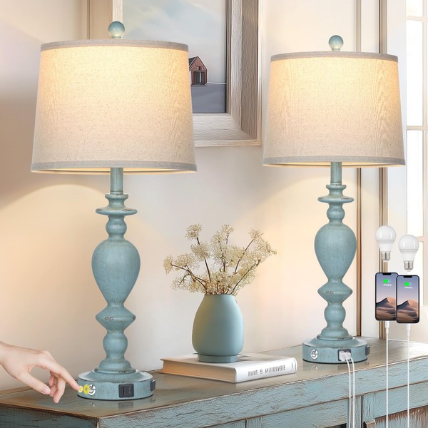 Cinkeda 27.5" Coastal Table Lamp for Living Room Set of
