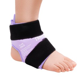 NEWGO Ankle Ice Pack for Swelling, Reusable Gel Ice Pack for Foot Ankle Heel, Hot Cold Compress Therapy for Achilles Tendonitis, Sprained Ankles (Purple)