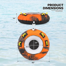 MADOG 1-2 Person Towable Tube for Boating, Inflatable Boat Tube for Water Sports, 650 lbs Capacity, Quick Inflation & Deflation, 46" Diameter
