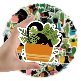 Cats and Plants Stickers for Laptop(60 PCS),Gift for Children Teens Adults Girl Boys,Waterproof Stickers for Water Bottle,Cats Vinyl Stickers for Scrapbook,Skateboard,Bike,Phone,Dairy