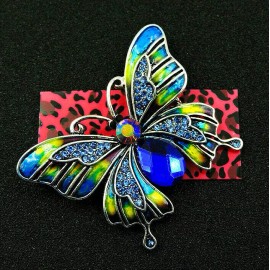 Unbranded Beautiful Charming JEWEL Blue BUTTERFLY Rhinestone Enamel Retro Brooch