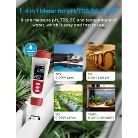 Flysocks 4-in-1 Digital Water Tester - Measure pH, TDS, EC & Temperature with Auto Calibration, IP67 Waterproof for Pools, Aquariums and Gardens
