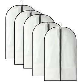 Garment Covers Dustproof Clothes Covers Moth Proof Coat Bag with Zip PEVA Translucent Dress Cover Waterproof Anti-mite Breathable Suit Protector (5 pieces, 60×140)