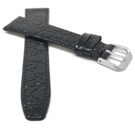 Extra Long, 20mm Black Croc Pattern Leather Smartwatch Band Strap fits Skagen Hagen, Signatur, Hald & Many More