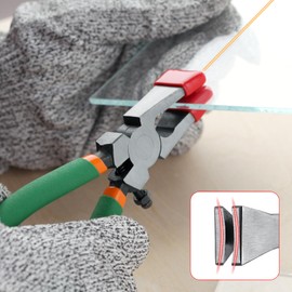 LEONTOOL 2 Pcs Glass Running Pliers and Grozer Pliers for Glass Cutting Key Fob Pliers with Rubber Tips Glass Cutting Pliers Glass Cutting Tool Kit for Key Fob Hardware Install and Stained Glass Work