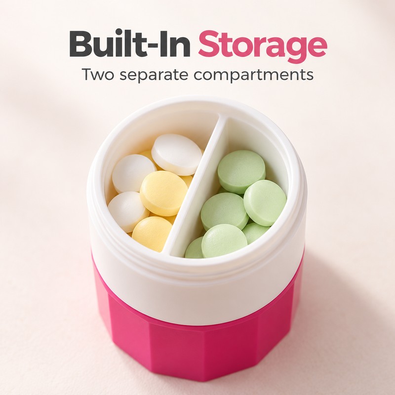 Pill Crusher and Cutter with Storage – 4-Layer Portable Pill