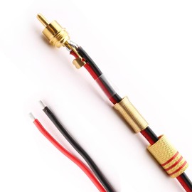 RUNCCI-YUN 2PCS RCA Male Plug Connectors, Speaker Cable to RCA Gold Plated Plug Audio Video Connector Solderless for Multimedia and CCTV (1Black + 1Red)