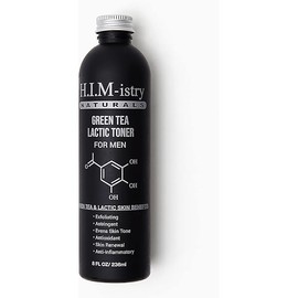 H.I.M-istry Green Tea & Lactic Acid Face Toner | w/Tea Tree Oil, Peppermint Oil, Witch Hazel, Vitamin E & Glycolic Acid | Reduces Redness, Bumps, Face Oil, for Healthy Young Looking Skin - 8oz