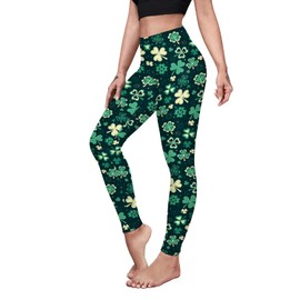 color cosplayer St. Patrick's Day Leggings Shamrock Stretchy Tights Yoga Pants for Women