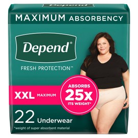 KIMBERLY CLARK CORP Depend Max Absorbancy Undewear, Female, Blush, 2X-Large, 22 ct Pack(age) of 22