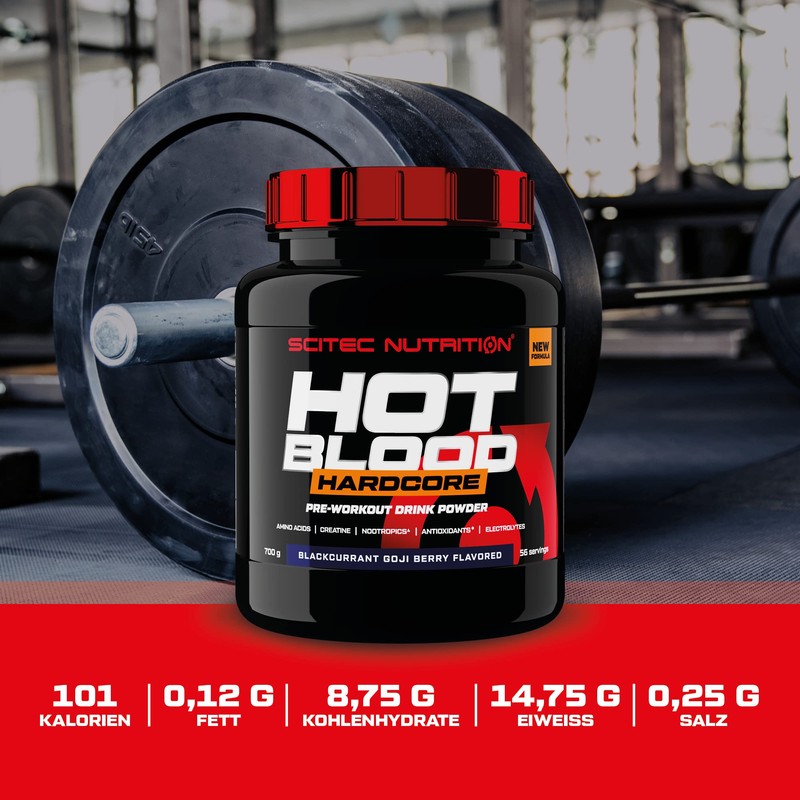 Scitec Nutrition Hot Blood Hardcore Pre-Workout Beverage Powder with Amino