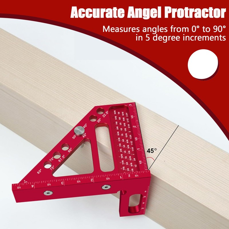 CHmiss 3D Multi-Angle Measuring Ruler, 22.5-90 Degree Aluminium Alloy 3D
